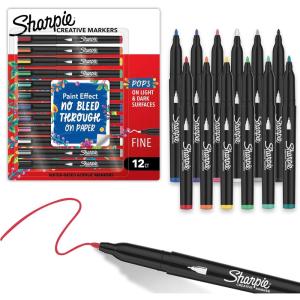 image:imageSharpie Creative Markers WaterBased Acrylic Paint Markers Fine Tip Assorted 12 Count