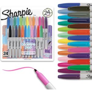 image:imageSharpie Electro Pop Permanent Markers Fine Tip Marker Set Assorted Colors 24 Count  Coloring Drawing Art Markers WritingElectro Pop
