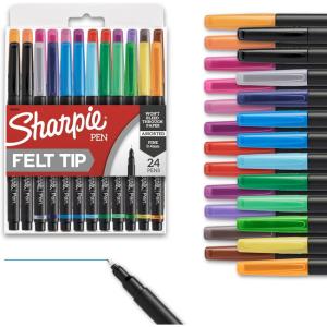 image:imageSharpie Felt Tip Pens Fine Point 04mm Assorted 24 Count  Perfect for Journaling Art Drawing Coloring Writing School Classroom Teacher Supplies