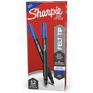 image:imageSharpie Felt Tip Pens Fine Point 04mm Blue 12 Count12 Count Pack of 12