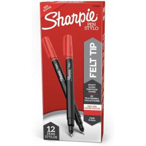 image:imageSharpie Felt Tip Pens Fine Point 04mm Red 12 Count