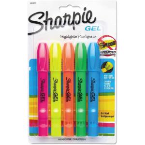 image:imageSharpie Gel Highlighters Bullet Tip Assorted Fluorescent Highlighter Markers 5 Count Pack Smear And Bleed Resistant LongLasting And WonT Dry OutAssorted Colors