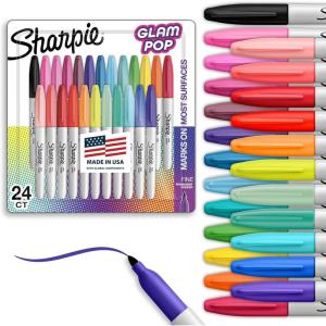 image:imageSharpie Glam Pop Permanent Markers Fine Tip Assorted Colors 24 Count  Arts amp Crafts Coloring Office Supplies