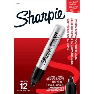 image:imageSharpie King Size Permanent Markers Chisel Tip Black 12 Count  Thick Poster Markers Heavy Duty For Work amp Industrial Use High Capacity Ink Supply For Paper Metal Plastic And More1 Count Pack of 12