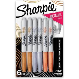 image:imageSharpie Metallic Permanent Markers Fine Point Assorted Metallic 6 Count1