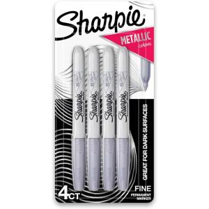 image:imageSharpie Metallic Permanent Markers Fine Point Silver 4 Count  For Black Paper or Dark Surfaces Arts amp Crafts Posters1 Count Pack of 4