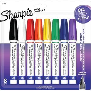 image:imageSharpie OilBased Paint Markers Medium Point Assorted Colors 8 Count  Great for Rock Painting
