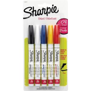 image:imageSharpie OilBased Paint Markers Medium Point Bright Colors 5 Count  Great for Rock PaintingFine Tip Assorted