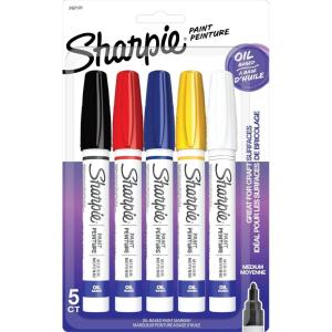 image:imageSharpie OilBased Paint Markers Medium Point Bright Colors 5 Count  Great for Rock PaintingMedium Tip Assorted