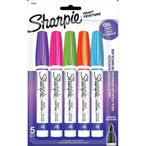 image:imageSharpie OilBased Paint Markers Medium Point Bright Colors 5 Count  Great for Rock PaintingMedium Tip Assorted Fashion