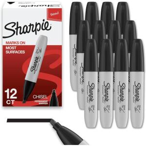 image:imageSharpie Permanent Markers Chisel Tip Black 12 Count  Home School Office SuppliesBlack