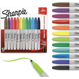 image:imageSharpie Permanent Markers Fine Point Assorted Colors 24 Count12 Count
