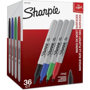 image:imageSharpie Permanent Markers Fine Point Assorted Colors Black Red Blue Green 36 Count  Bulk Office SuppliesAssorted