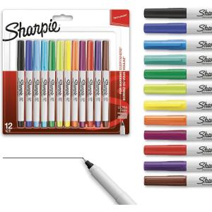 image:imageSharpie Permanent Markers Ultra Fine Point Assorted Colors 12 Count