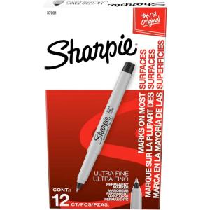image:imageSharpie Permanent Markers Ultra Fine Tip Black 12 Count  Office Supplies Quick Drying Fade Resistant Ideal for Posters Drawing ColoringBlack