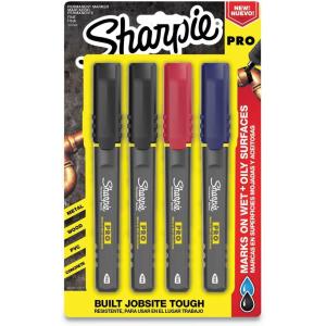 image:imageSharpie Pro Permanent Markers Fine Point Assorted Colors 4 Count  Built Jobsite Tough Durable Rugged AntiRoll4count Assorted Fine