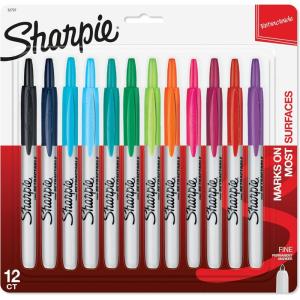 image:imageSharpie Retractable Permanent Markers Fine Tip Black 12 Count  Desk Classroom Office Supplies12 Count Assorted
