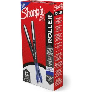 image:imageSharpie Rollerball Pen Needle Point 05mm Precision Pen Red Ink 12 CountBlue Ink