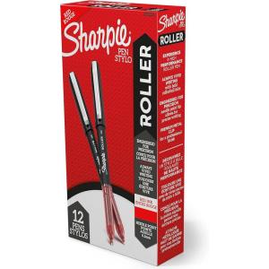 image:imageSharpie Rollerball Pen Needle Point 05mm Precision Pen Red Ink 12 CountRed Ink