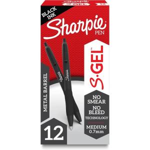 image:imageSharpie SGel Gel Ink Pens Medium Point 07mm Sleek Metal Barrel Black Ink 12 Count  Drawing Journaling Writing School Teacher SuppliesMatte Black