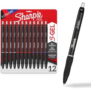 image:imageSharpie SGel Gel Pens Black Barrel Medium Point 07mm Assorted Ink Colors 12 Count  Writing NoteTaking Journaling School Supplies12 Count Pack of 1