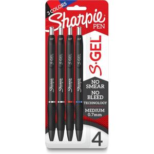 image:imageSharpie SGel Gel Pens Black Barrel Medium Point 07mm Assorted Ink Colors 4 Count  Writing NoteTaking Journaling School SuppliesBlack