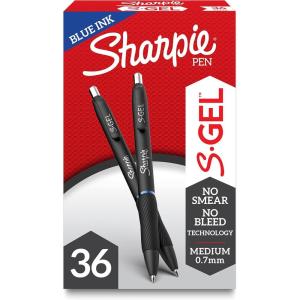 image:imageSharpie SGel Gel Pens Black Barrel Medium Point 07mm Blue Ink 36 Count  Home Office School Journaling Writing NoteTaking Teacher SuppliesBlue