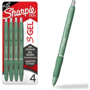 image:imageSharpie SGel Gel Pens Green Barrel Black Ink Medium Point 07mm 4 Count  For Home Office College Journaling Drawing NoteTaking WritingGreen with Black Ink