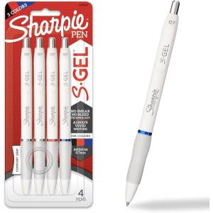 image:imageSharpie SGel Gel Pens White Barrel Medium Point 07mm Assorted Ink Colors 4 Count  Writing NoteTaking Journaling Trendy Desk Supplies