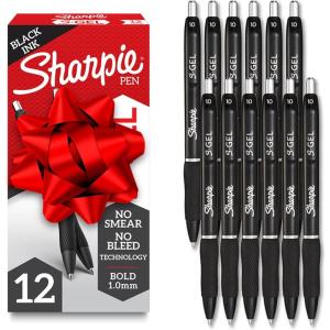 image:imageSharpie SGel Pens Bold Point 10mm Black Gel Ink 12 Count  Writing Journaling NoteTaking College Teacher Supplies Office144