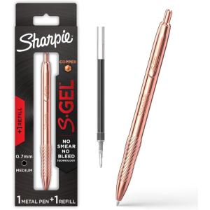 image:imageSharpie SGel Pens Copper Metal Body Medium Point 07mm Black Gel Ink Includes 2 Pens and 2 Additional Ink Refills1 Count Pack of 1