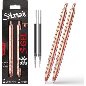 image:imageSharpie SGel Pens Copper Metal Body Medium Point 07mm Black Gel Ink Includes 2 Pens and 2 Additional Ink Refills1 Count Pack of 2
