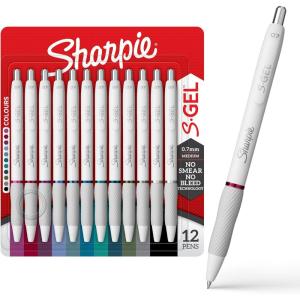 image:imageSharpie SGel Pens Fashion Barrel Gel Pens Pearl White Body Medium 07mm Point Bold Ink Colors 12 Count
