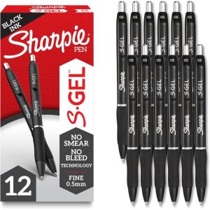 image:imageSharpie SGel Pens Fine Point 05mm Black Ink 12 count  Ideal for Writing Journaling Drawing Coloring NoteTaking College Supplies12 Count Pack of 1