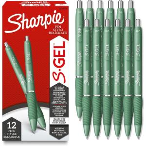 image:imageSharpie SGel Pens Frost Blue Barrel Medium Point 07mm Black Gel Ink 12 Count  Office Supplies Journaling Writing NoteTakingForest Green
