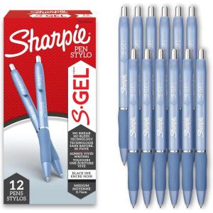 image:imageSharpie SGel Pens Frost Blue Barrel Medium Point 07mm Black Gel Ink 12 Count  Office Supplies Journaling Writing NoteTakingFrost Blue