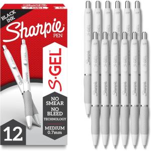 image:imageSharpie SGel Pens Frost Blue Barrel Medium Point 07mm Black Gel Ink 12 Count  Office Supplies Journaling Writing NoteTakingPearl White