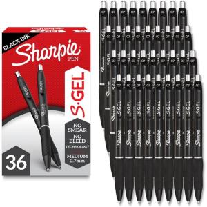 image:imageSharpie SGel Pens Medium Point 07mm Black Gel Ink 36 Count  Writing NoteTaking Office Supplies No Smear No Bleed36 Count Pack of 6