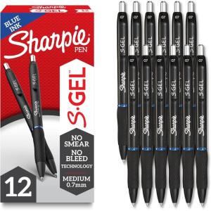 image:imageSharpie SGel Pens Medium Point 07mm Blue Ink 12 Count  Ideal for Writing Journaling Drawing Coloring NoteTaking College Supplies1 Count Pack of 12