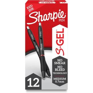 image:imageSharpie SGel Pens Medium Point 07mm Green Gel Ink 12 Count  Writing Office School SuppliesRed Ink