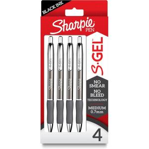 image:imageSharpie SGel Pens Sleek Metal Barrel Gunmetal Medium Point 07mm Black Gel Ink 4 CountGunmetal