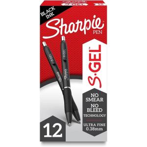 image:imageSharpie SGel Pens Ultra Fine Point 038mm Black Gel Ink 4 Count12 Count