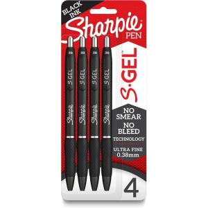 image:imageSharpie SGel Pens Ultra Fine Point 038mm Black Gel Ink 4 Count4 Count