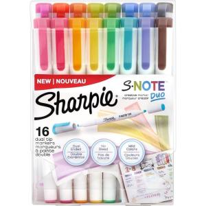 image:imageSharpie SNote Duo DualEnded Creative Markers Highlighters Assorted Colors Fine and Chisel Tips Includes StandUp Easel 16 CountMarkers