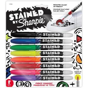 image:imageSharpie Stained Fabric Markers Brush Tip Assorted Colors 8 Count
