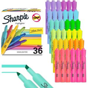 image:imageSharpie Tank Highlighters Chisel Tip 12 Assorted Fashion Colors Value Pack 36 Count  For Studying NoteTaking School College Office Student amp Teacher Supplies