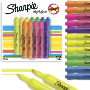 image:imageSharpie Tank Highlighters Chisel Tip Assorted Fluorescent Six Assorted Colors 12 Count  Back to School Office Teacher Supplies12 Count Pack of 1