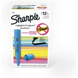 image:imageSharpie Tank Style Highlighters Chisel Tip Fluorescent Blue Box of 12
