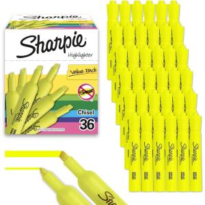 image:imageSharpie Tank Style Highlighters Chisel Tip Fluorescent Yellow 36 Count