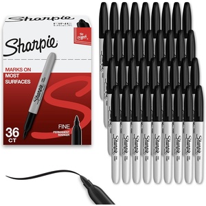 image:imageSharpie Permanent Markers Bulk Set Fine Tip Markers For Plastic Metal Wood And More Black 36 Count
